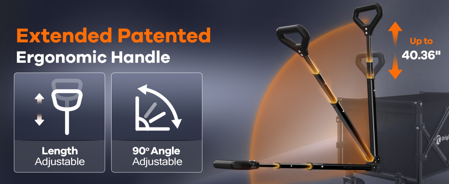 anti-drop extended patented ergonomic handle up to 40.36&amp;#39;&amp;#39;