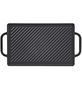 GGC Cast Iron Reversible Grill Griddle,Double Sided Grill Pan Perfect for Gas Grills and Stove To...