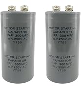 CD60 300uF/MFD 250VAC Motor Starting Capacitor (2-Pack) for AC Units, Compressors, Pumps, HVAC Sy...