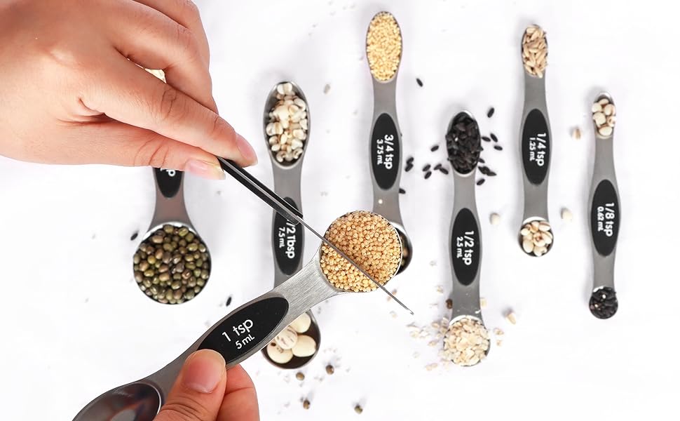 measure spoon set stainless steel with leveler