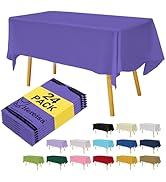 Hereisa Purple Disposable Plastic Tablecloth for Rectangle Tables (24 Pack) Premium Decorative Ta...