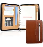Lemical Zipper Leather Journal Refillable Binder Notebook 160 Pages Portfolio Padfolio with Calcu...