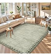 5x7 Area Rug Washable Living Room Rugs Non Slip Modern Border Large Bedroom Throw Carpet Soft Sta...