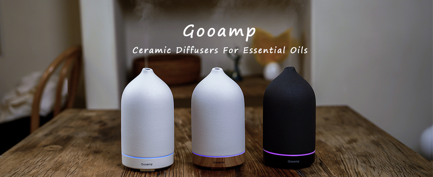 Gooamp 200ML Ceramic Essential Oil Diffuser for Home