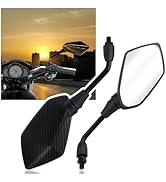 Motorcycle Mirrors with 8mm &amp; 10mm Bolt,HD+360° Adjustable Motorcycle Mirrors for Handlebars,Moto...
