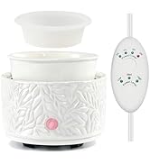 Wax Melt Warmer with Timer &amp; Silicone Liner, Electric 3-in-1 Wax Melter, Ceramic Candle Warmer fo...