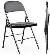 Sweetcrispy Folding Chair 2 Pack, Leather Padded Folding Chairs, Sturdy Metal Foldable Chairs, Ea...