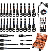 35 PCS Magnetic Nut Driver Set, Impact Drill Driver Bit 1/4" Hex Shank, SAE &amp; Metric Cr-V Steel N...