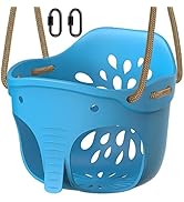 BeneLabel Full Bucket Toddler Swing Seat with Adjustable Length Rope and Carabiners High Back Buc...