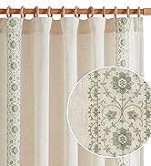 jinchan Boho Curtains for Bedroom Sage Green Vintage Floral Farmhouse Curtains 84 Inches Long Lin...