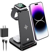 MOYiEAKAN 3 in 1 Charging Station for Apple Device, Wireless Charger for iPhone 16 15 14 13 12 11...