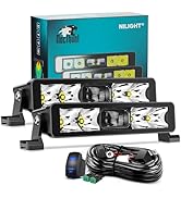 Nilight LED Light Bar 8inch 5LED 2PCS Single Row Spot LED Fog Light Screw-less night vision Off R...