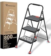 Step Ladder Foldable Folding Stool - for Home Adults Kitchen 3 Stepping Extension Tall Heavy Duty...