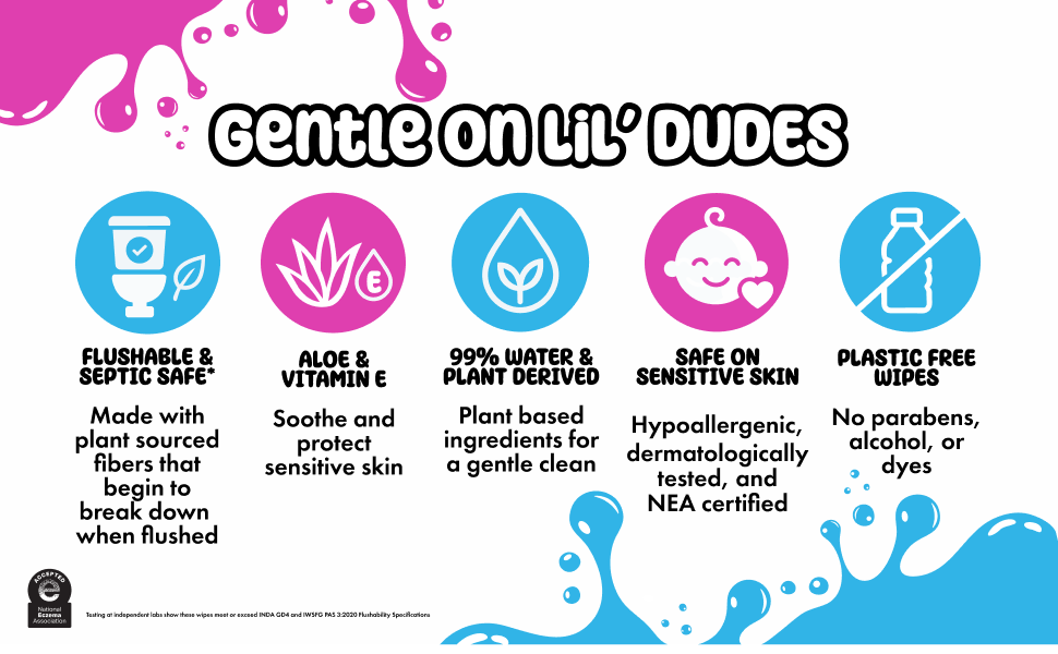LiL&amp;#39; DUDE Wipes are 99% Water, Safe for Sensitive Skin, and Flushable