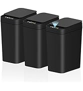 jinligogo 3Pack Bathroom Small Trash Can with Lid, 2.2 Gallon Touchless Automatic Garbage Can Sli...