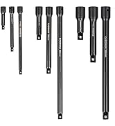 CASOMAN 9 Pieces Extension Bar Set, 1/4", 3/8" and 1/2" Drive Socket Extension, Premium Chrome Va...