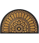Mibao Half Round Door Mat, Non-Slip Welcome Entrance Way Mat, Durable Rubber Mats, Low-Profile He...