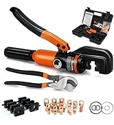 Sanuke Hydraulic Crimping Tool and Cable Cutter, 12 AWG to 2/0 AWG, Electrical Terminal Cable Cri...