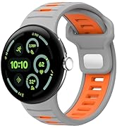 Miimall Rugged Band for Google Pixel Watch 4 (2025)/3 45mm Bands, Soft Silicone Sport Straps Wate...