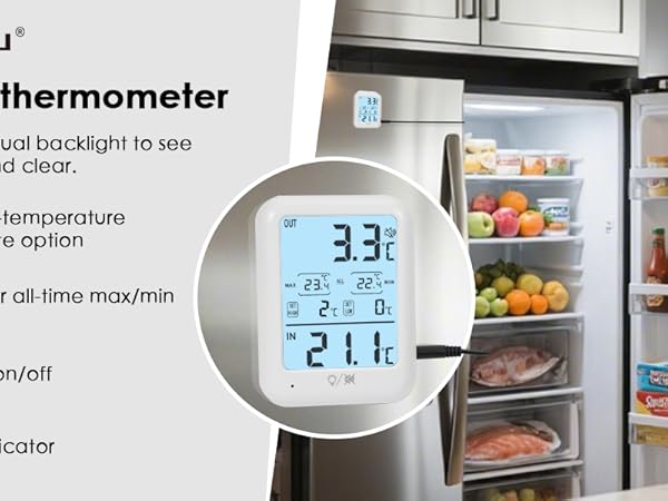 A multifunctional digital refrigerator thermometer