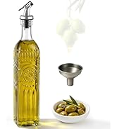 WERTIOO Olive Oil Dispenser Bottle for Kitchen,17oz Clear Glass Cooking Olive Oil and Vinegar Dis...