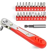 22 PCS Ratchet Screwdriver Set, Mini Ratchet Wrench Screwdriver Bit Set, 1/4 Ultra Low Profile Mi...