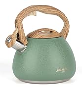 POLIVIAR Tea Kettle, 2.7 Quart Stovetop Tea Kettle, Audible Whistling Teapot with Crackle Finish,...