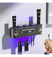 Toothbrush Holders for Bathrooms, Wekity Automatic Toothpaste Dispenser Space Saving Toothbrush a...