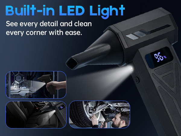 Built in LED light Canned Air Alternative for Keyboard, PC, Computer, Car, Home &amp; Outdoor Use