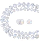 PH PandaHall 179pcs Faceted Glass Beads 2 Sizes Clear Crystal Beads 6mm 8mm AB Color Rondelle Bea...