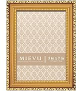 MIEVU 5×7in Picture Frame Gold, Picture Frames for Wall Hanging And Tabletop Display, Ornate Phot...