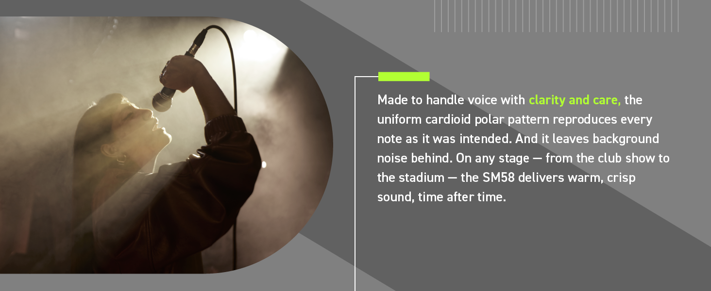 Shure SM58 Cardioid Dynamic Vocal Microphone with Pneumatic Shock Mount, Spherical Mesh Grille