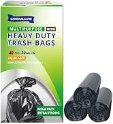 GENERALCARE 30 Gallon Trash Bags, Heavy Duty Tear-Resistant, Puncture-Proof lager garbage bags, U...