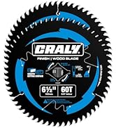 CRALY 6-1/2 Inch 60 Teeth Ultra Fine Finish Wood Cutting Circular Saw Blade, 5/8 Inch Arbor, Carb...