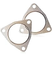 winterrock 2PCS Exhaust Gaskets, Stainless Steel Exhaust Flange Gasket with High Sealing, 3" 3-Bo...