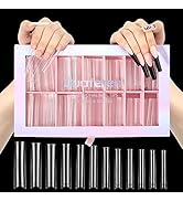 Quaferen 504Pcs Clear No C Curve Nail Tips for Acrylic Nails Professional, XXXL Extra Long Tapere...