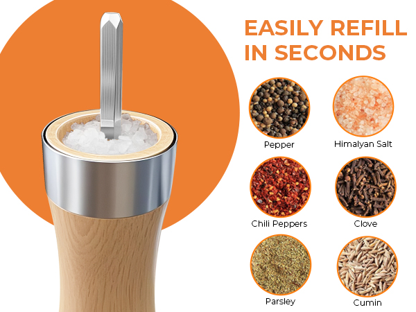 Refillable Salt Pepper Grinders