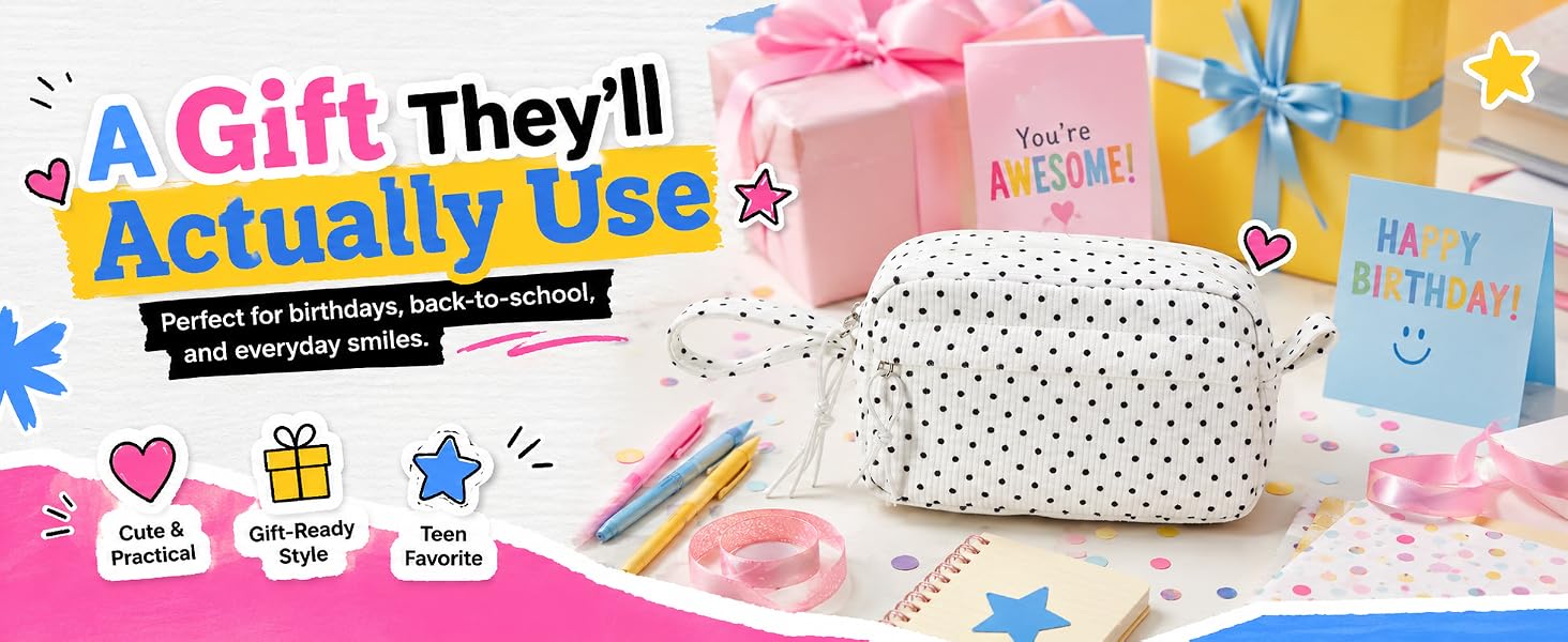 Big Capacity Pencil Case Pencil Pouch Cute Pencil Box Pencil Bag for Teen Girls Boys Black dots