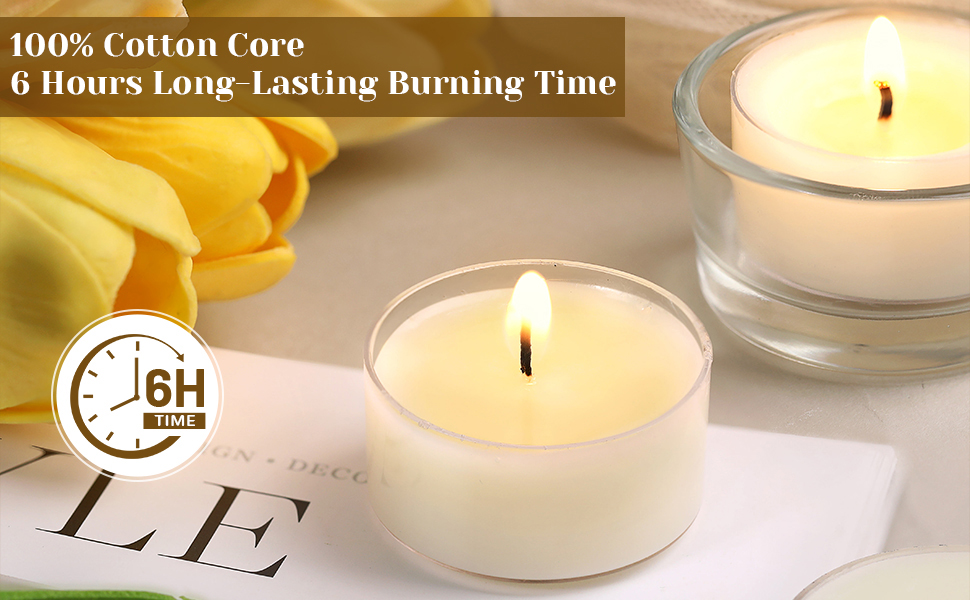 6H Soy Wax White Tea Lights