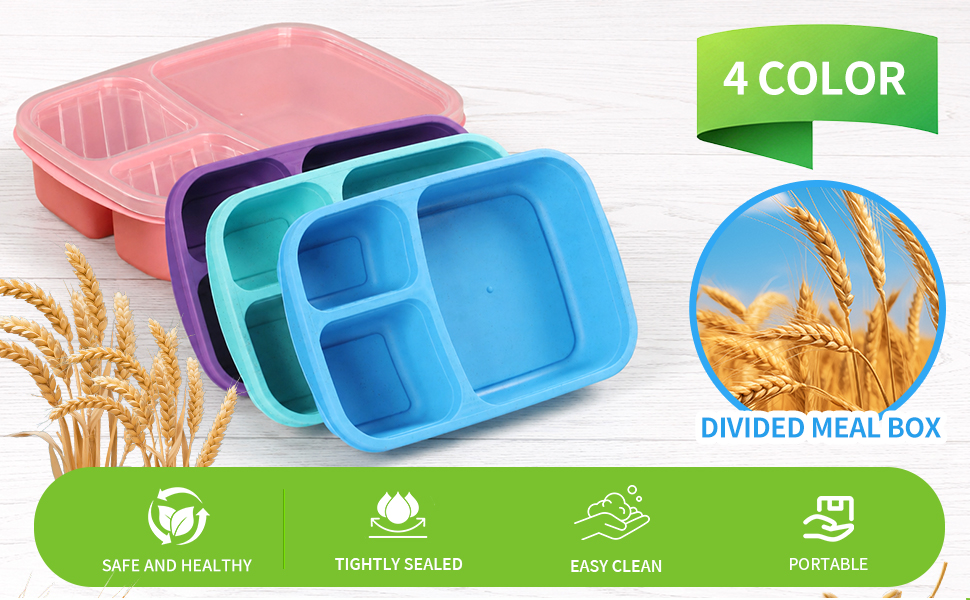 4 Pack Bento Lunch Box Set