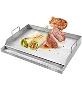 GGC Universal Griddle for Gas Grills, 25" x 16" Flat Top Griddle Plate for Gas Stove, Stainless S...