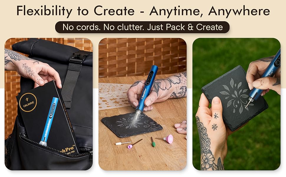 Portable mini rotary tool for carving slate, cordless USB rechargeable engraver for artists