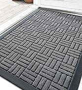OLANLY Front Door Mat Outside Entrance 29.5x17, Absorbent, Heavy Duty Sturdy Natural Rubber Doorm...