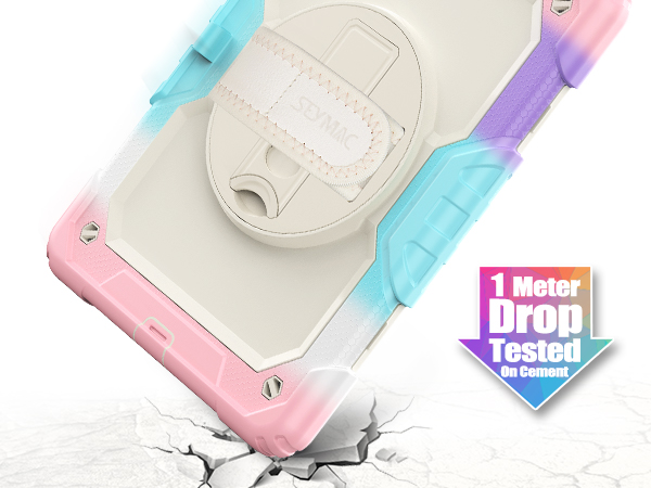 SEYMAC stock Case for iPad 9th 8th 7th Generation 10.2'', Full-Body Drop Protection colorful Pink