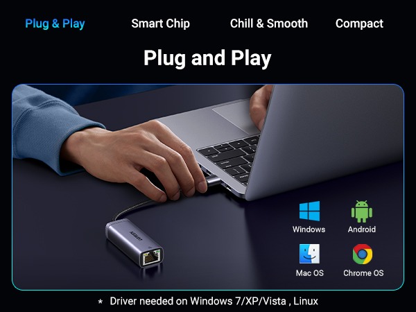 UGREEN USB to Ethernet Adapter USB 3.0 to 10 100 1000 Mbps Gigabit Plug and Play