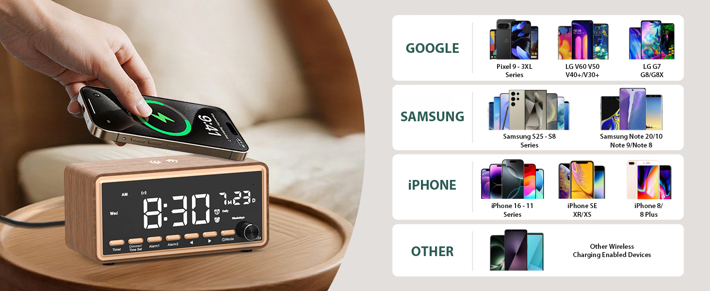 alarm clock with wireless charger