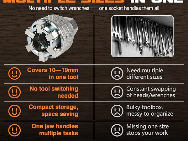 Universal Socket vs Standard Set Space Saving Multi Size