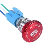 DMWD 1Pc 16mm Metal Latching Emergency Stop Push Button Switch 1NO 1NC Button Switch Knob Rotary ...