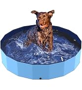 Foldable Dog Pool, 37" Pools for Kids, Puppy Bath Tub for Small Dog, Non-Slip Swimming Pools for ...