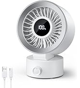 CIVPOWER Desk Fan Small Quiet: Table Fan Rechargeable with 1200mAh Battery & USB Powered, Portabl...